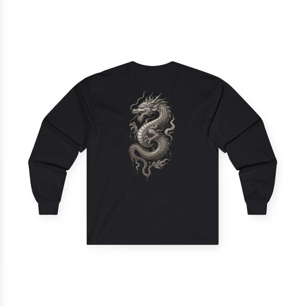 T-shirt à Manches Longues Unisexe avec Graphique Dragon – Coton Confortable, Mode Streetwear et Casual