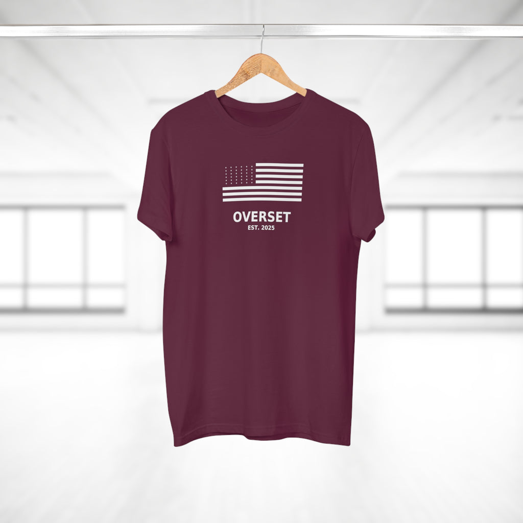 Overset Flag T-Shirt — American Flag Graphic "OVERSET Est. 2025"