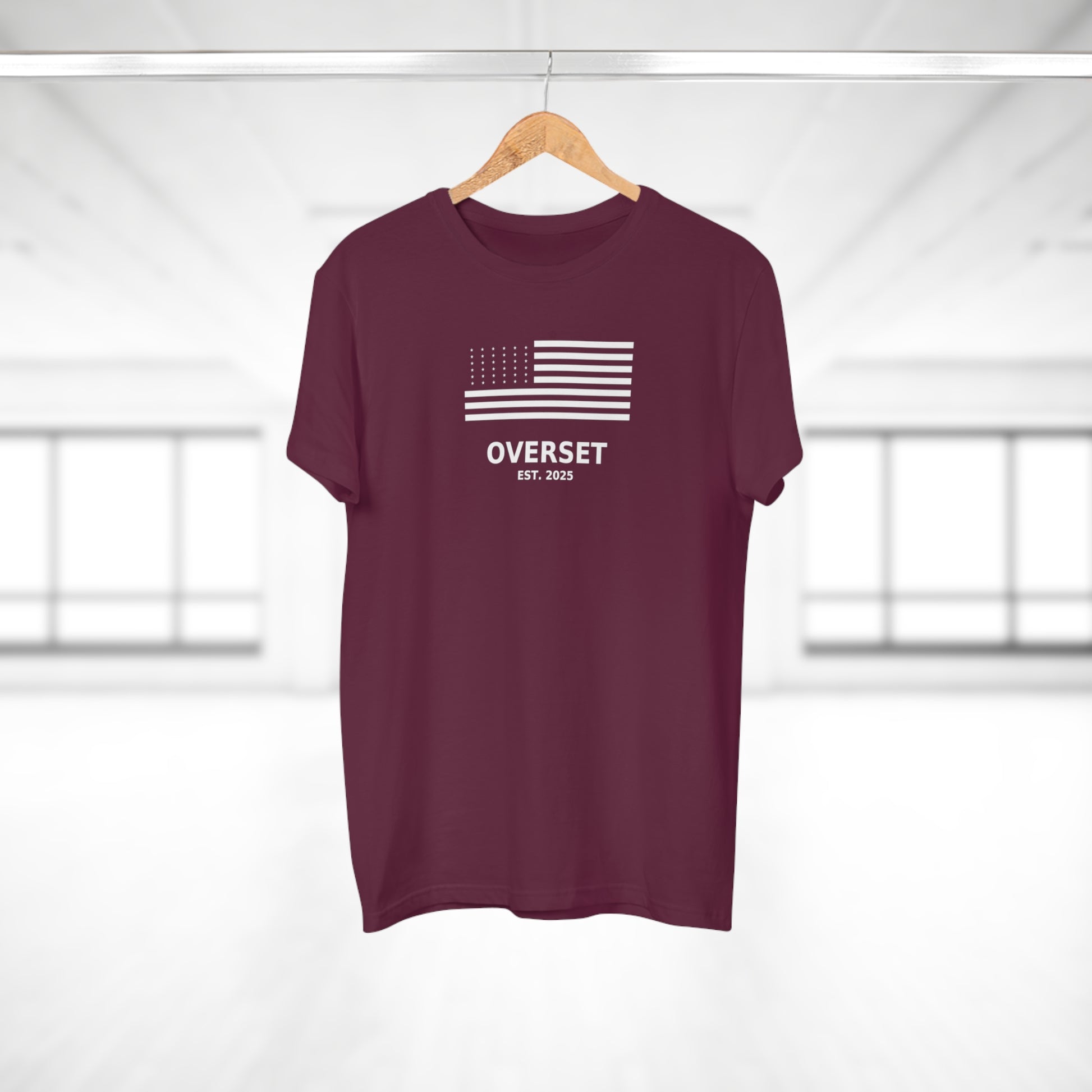 Overset Flag T-Shirt — American Flag Graphic "OVERSET Est. 2025"