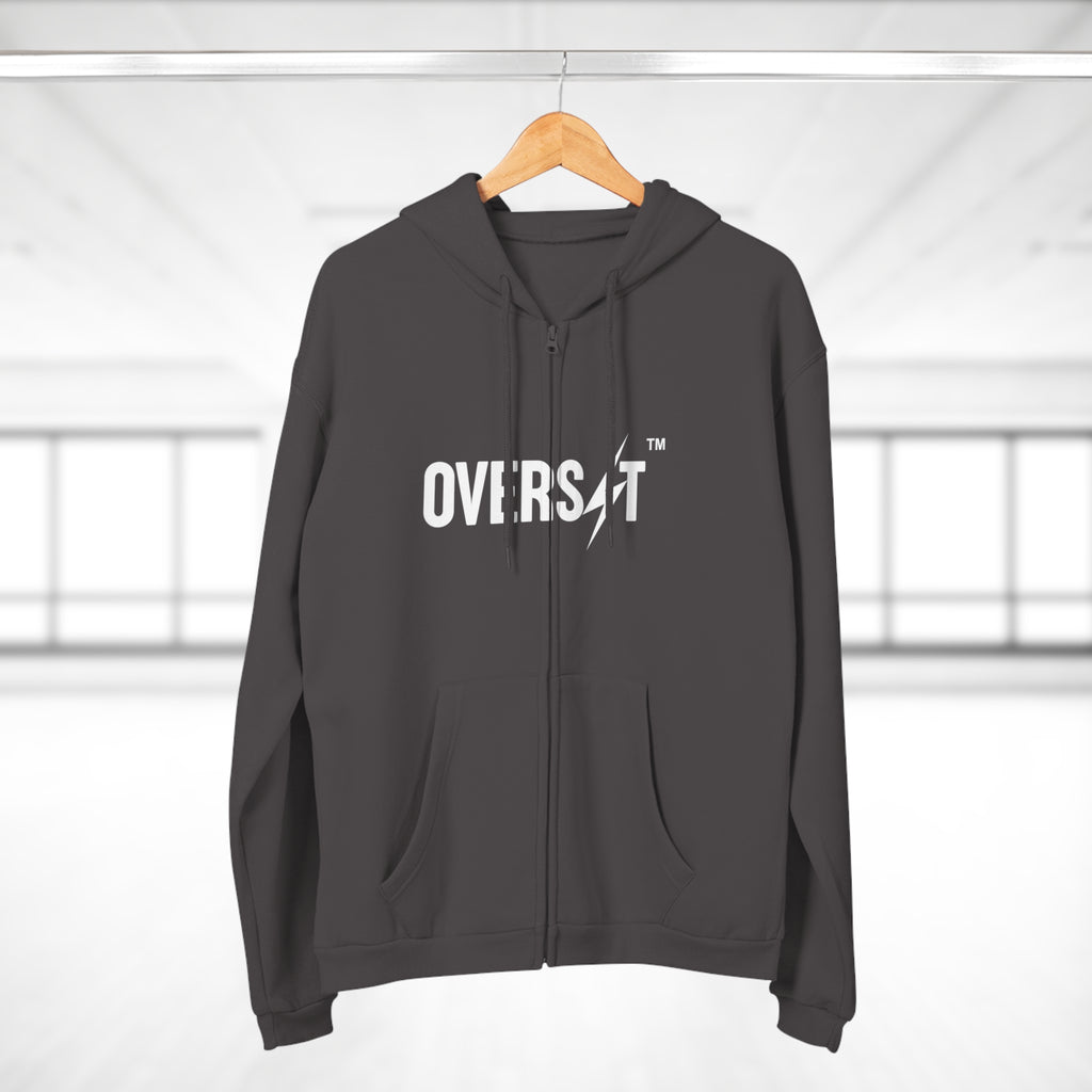 Hoodie Zippé Unisexe – OVERSET Logo – Streetwear & Motivation Sport
