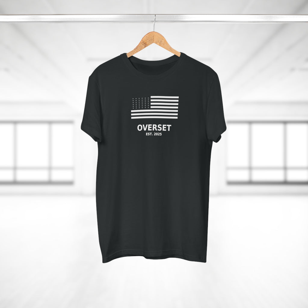 Overset Flag T-Shirt — American Flag Graphic "OVERSET Est. 2025"