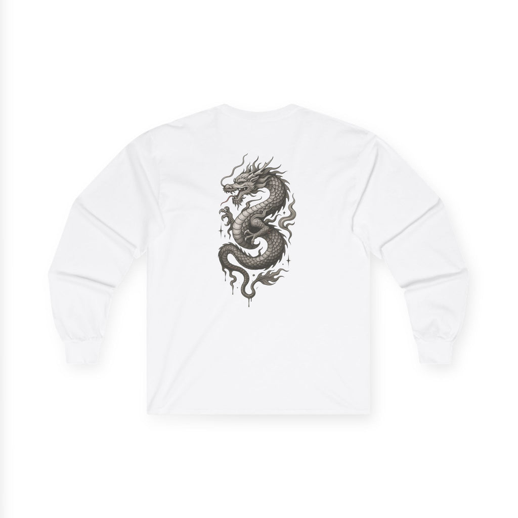 T-shirt à Manches Longues Unisexe avec Graphique Dragon – Coton Confortable, Mode Streetwear et Casual