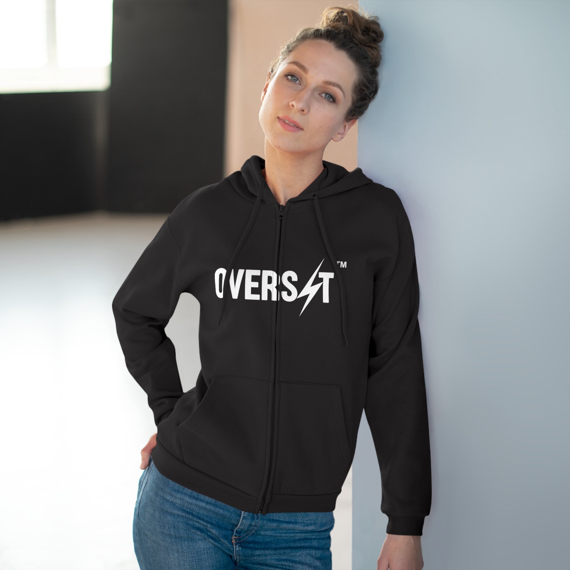 Hoodie Zippé Unisexe – OVERSET Logo – Streetwear & Motivation Sport
