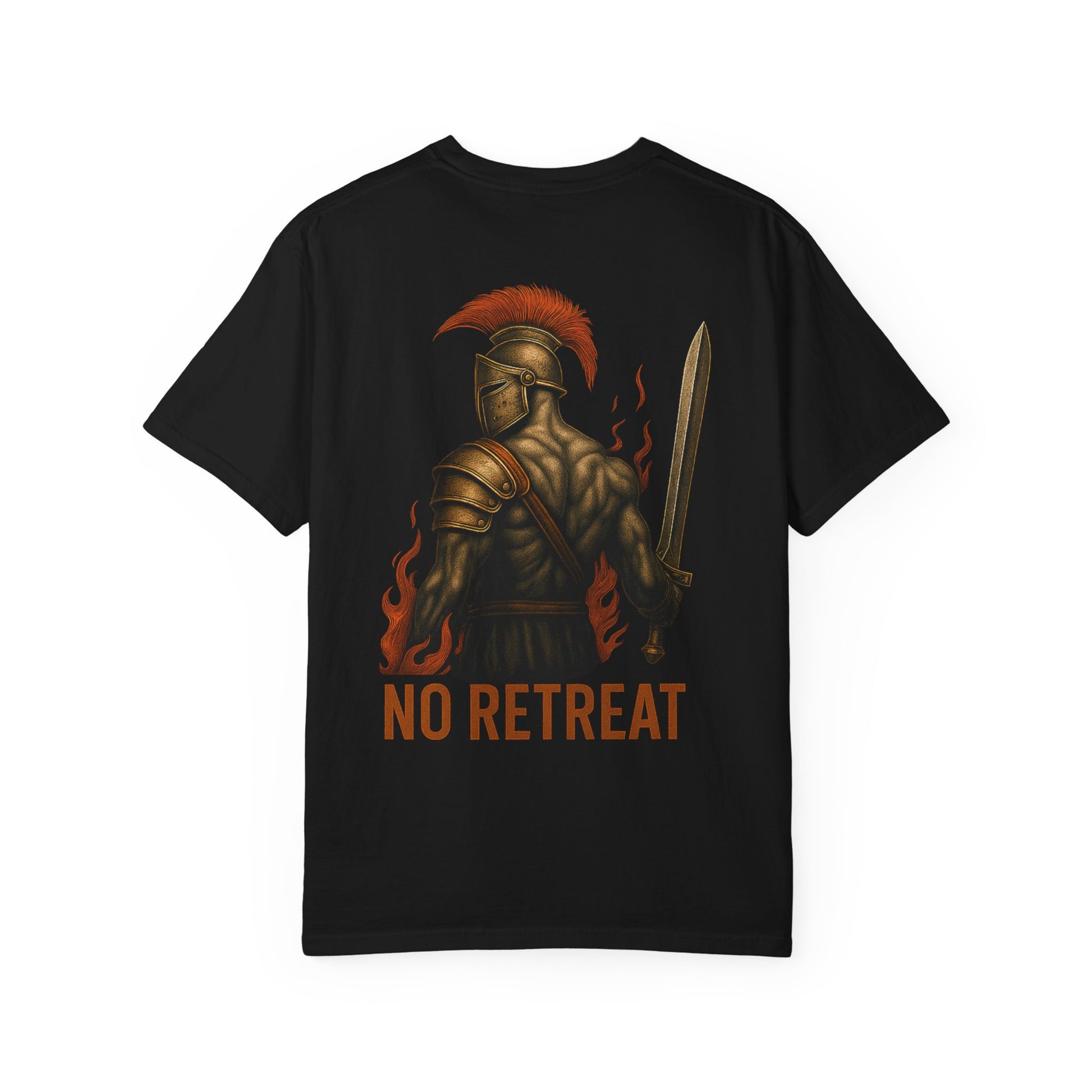 T-shirt Guerrier Épique : Unisexe, Style Décontracté, Design “No Retreat”, Motivation et Force pour le Sport et le Quotidien