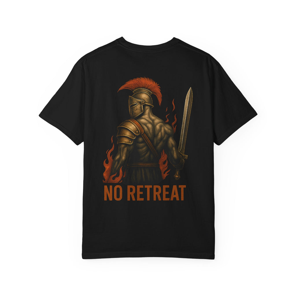 T-shirt Guerrier Épique : Unisexe, Style Décontracté, Design “No Retreat”, Motivation et Force pour le Sport et le Quotidien