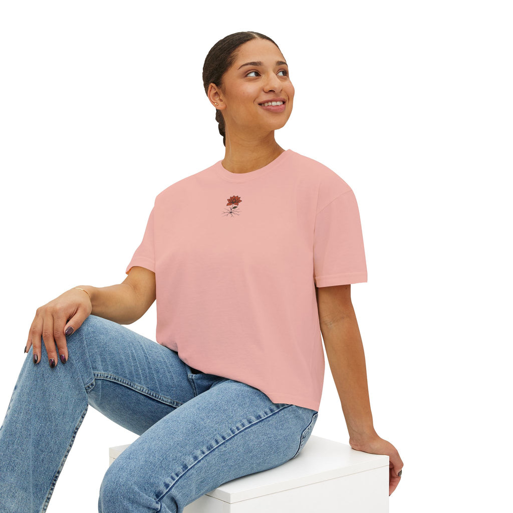 T-shirt Femme Fleuri – Coupe Ample et Décontractée,Style Vintage et Confort Quotidien