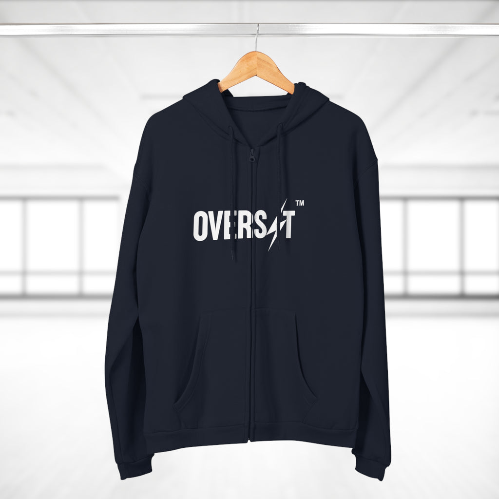 Hoodie Zippé Unisexe – OVERSET Logo – Streetwear & Motivation Sport