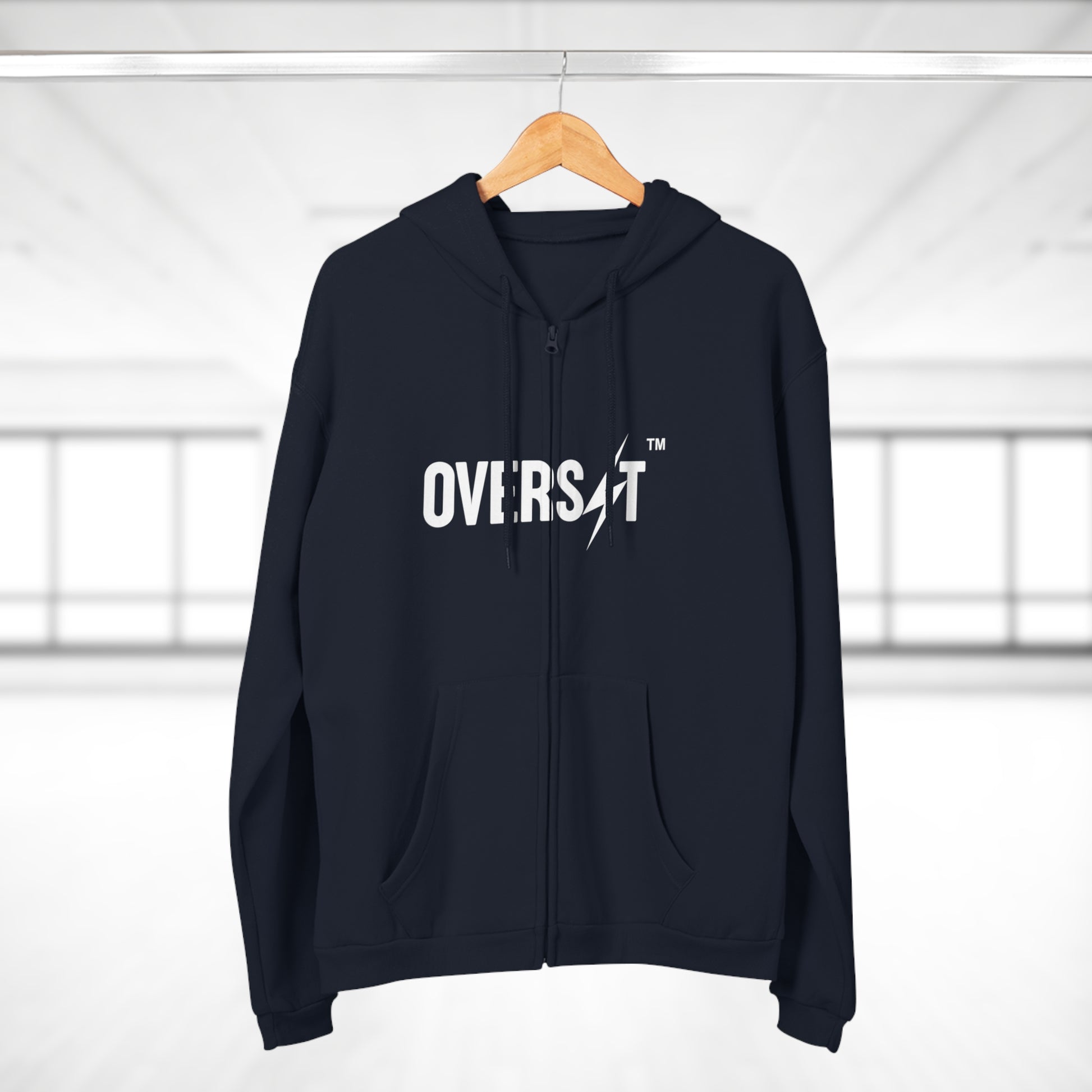 Hoodie Zippé Unisexe – OVERSET Logo – Streetwear & Motivation Sport