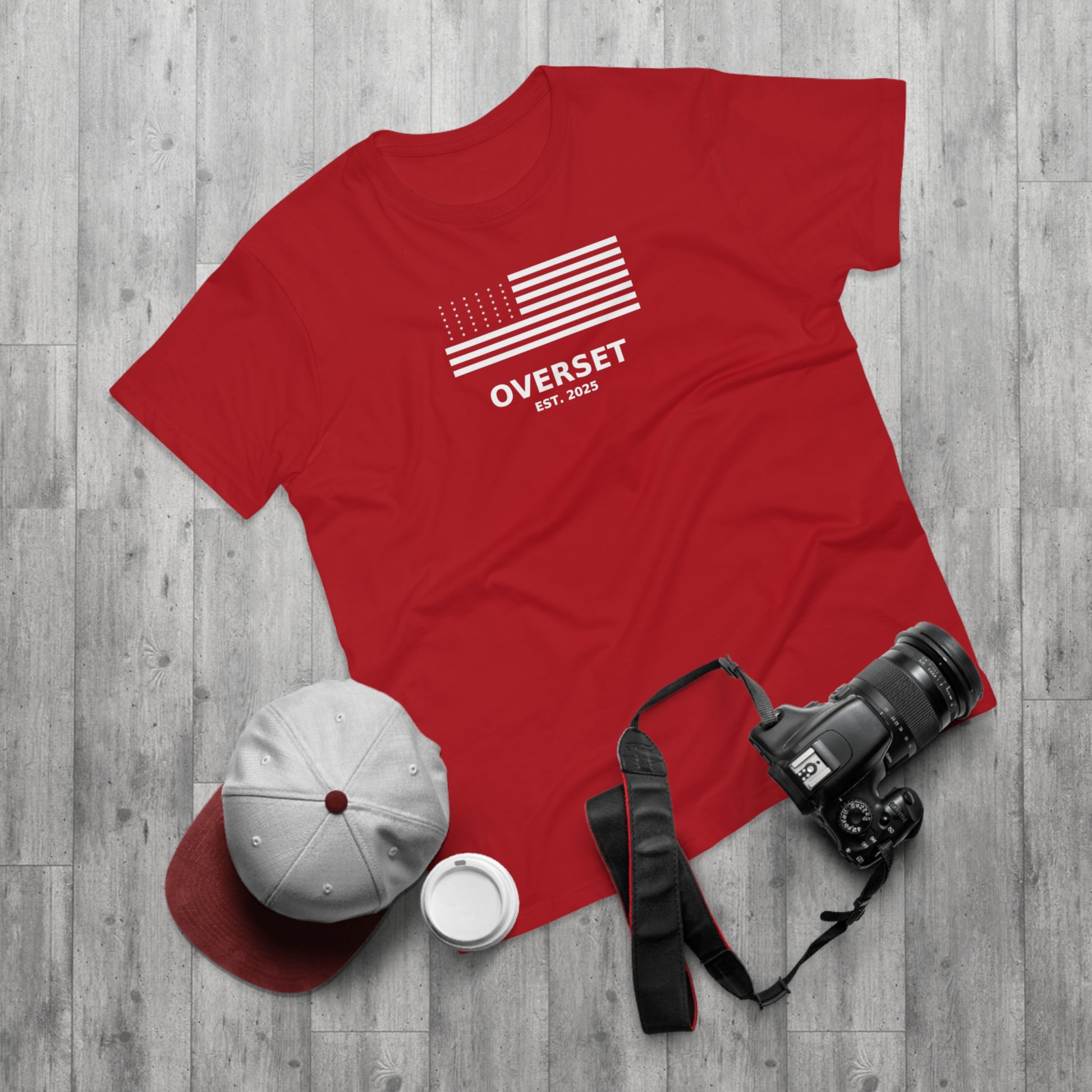 Overset Flag T-Shirt — American Flag Graphic "OVERSET Est. 2025"