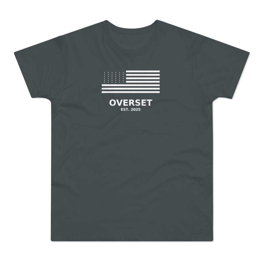 Overset Flag T-Shirt — American Flag Graphic "OVERSET Est. 2025"