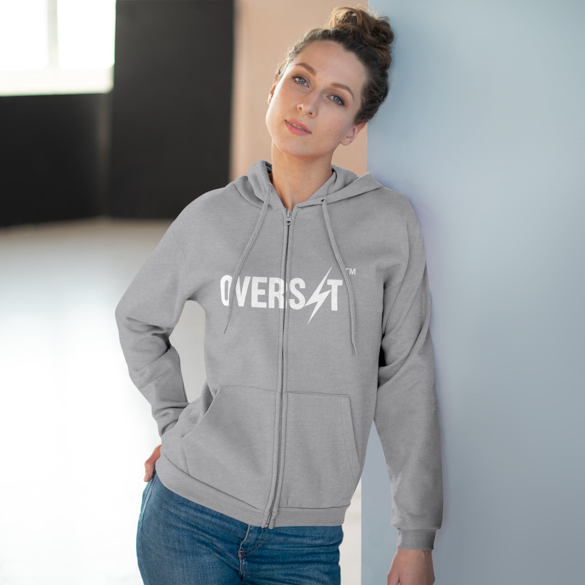 Hoodie Zippé Unisexe – OVERSET Logo – Streetwear & Motivation Sport