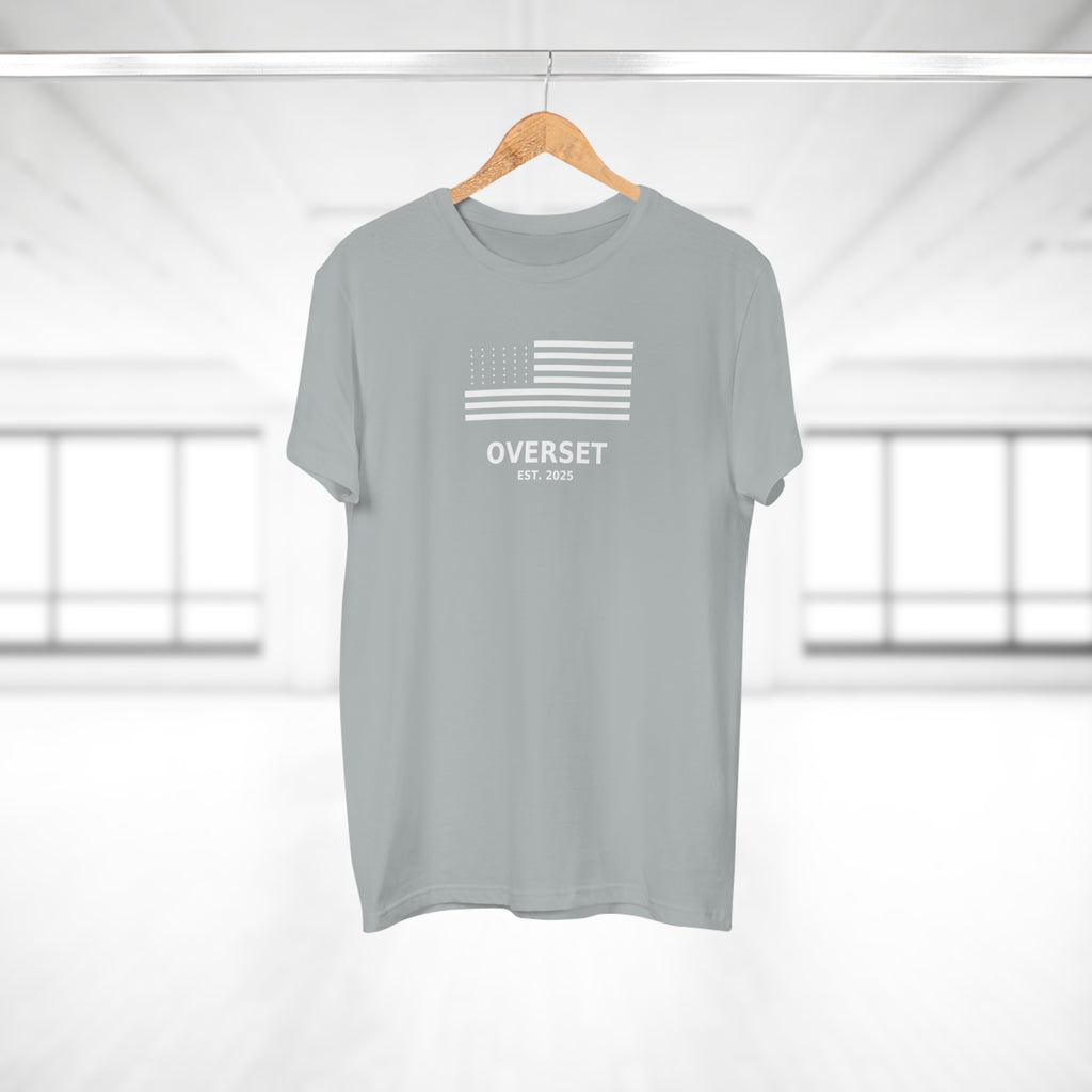 Overset Flag T-Shirt — American Flag Graphic "OVERSET Est. 2025"