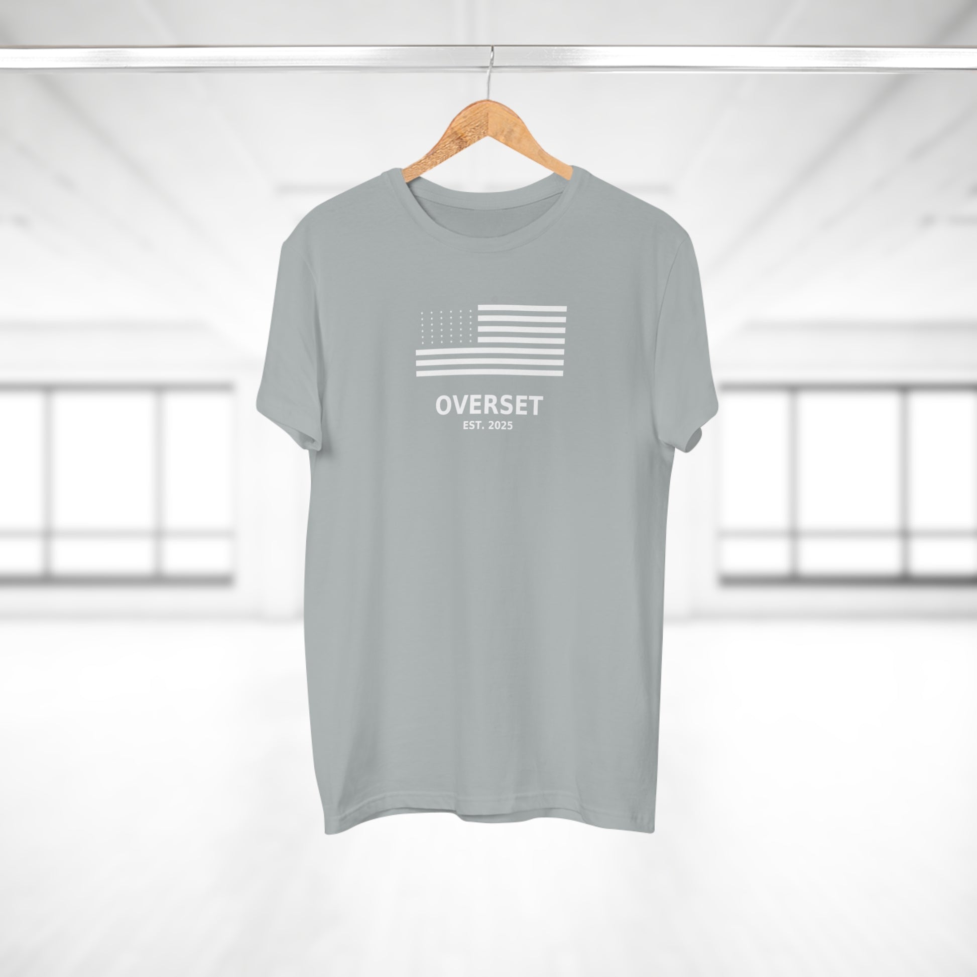 Overset Flag T-Shirt — American Flag Graphic "OVERSET Est. 2025"