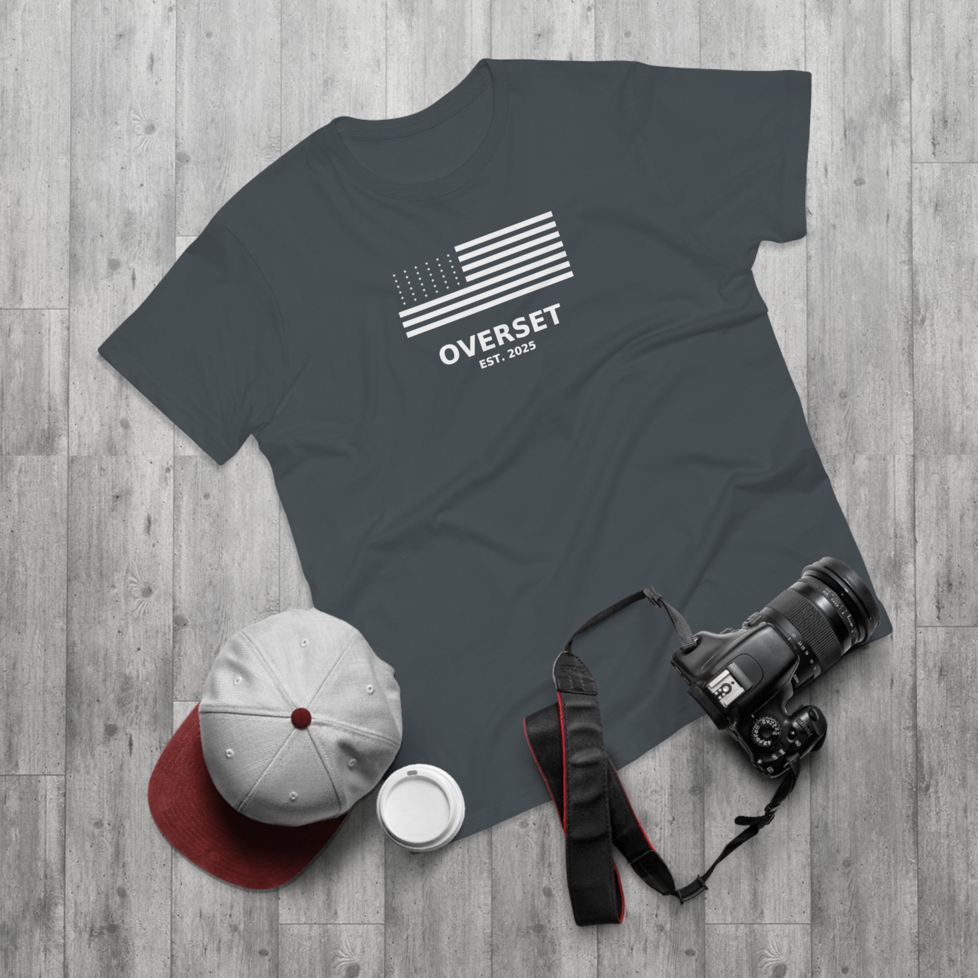 Overset Flag T-Shirt — American Flag Graphic "OVERSET Est. 2025"