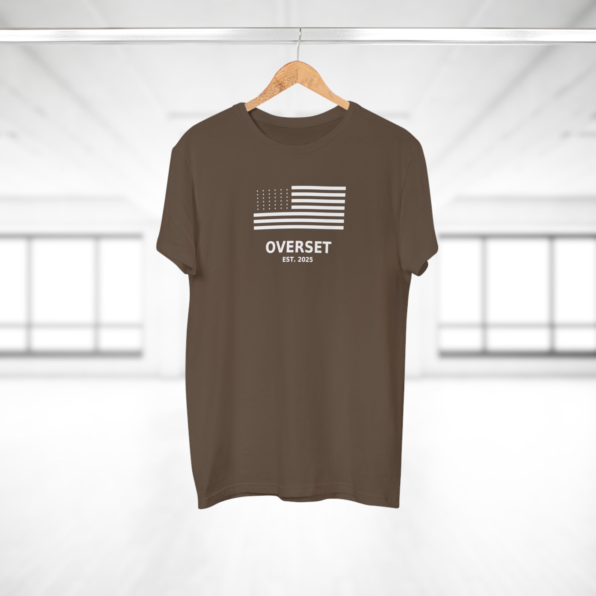 Overset Flag T-Shirt — American Flag Graphic "OVERSET Est. 2025"