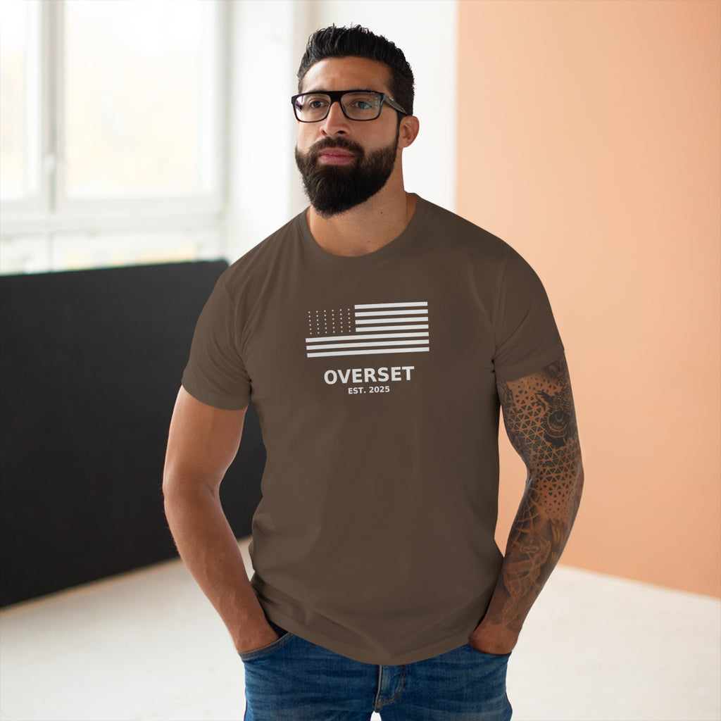 Overset Flag T-Shirt — American Flag Graphic "OVERSET Est. 2025"