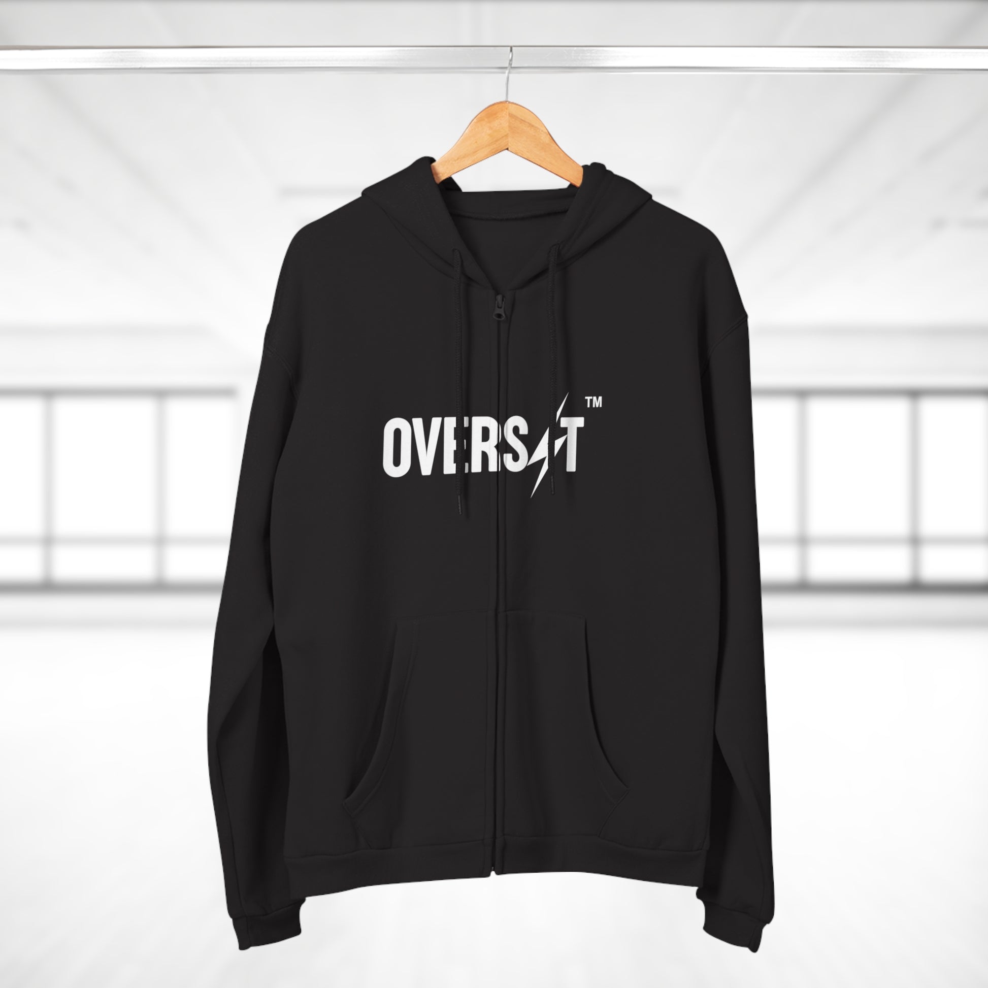 Hoodie Zippé Unisexe – OVERSET Logo – Streetwear & Motivation Sport