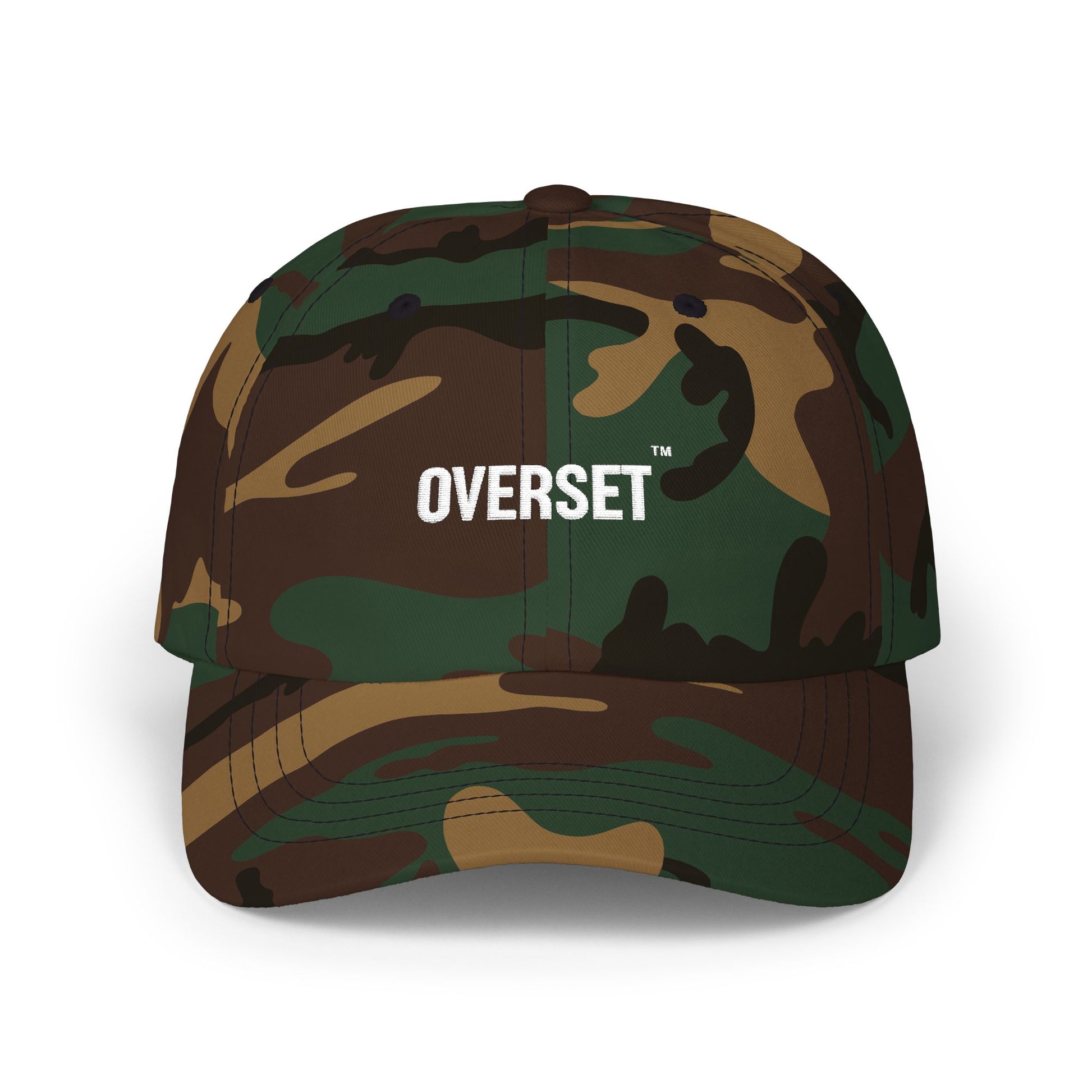 Casquette Dad OVERSET™ Classique Brodée – Coton Ajustable Unisexe | Green Camo & Khaki