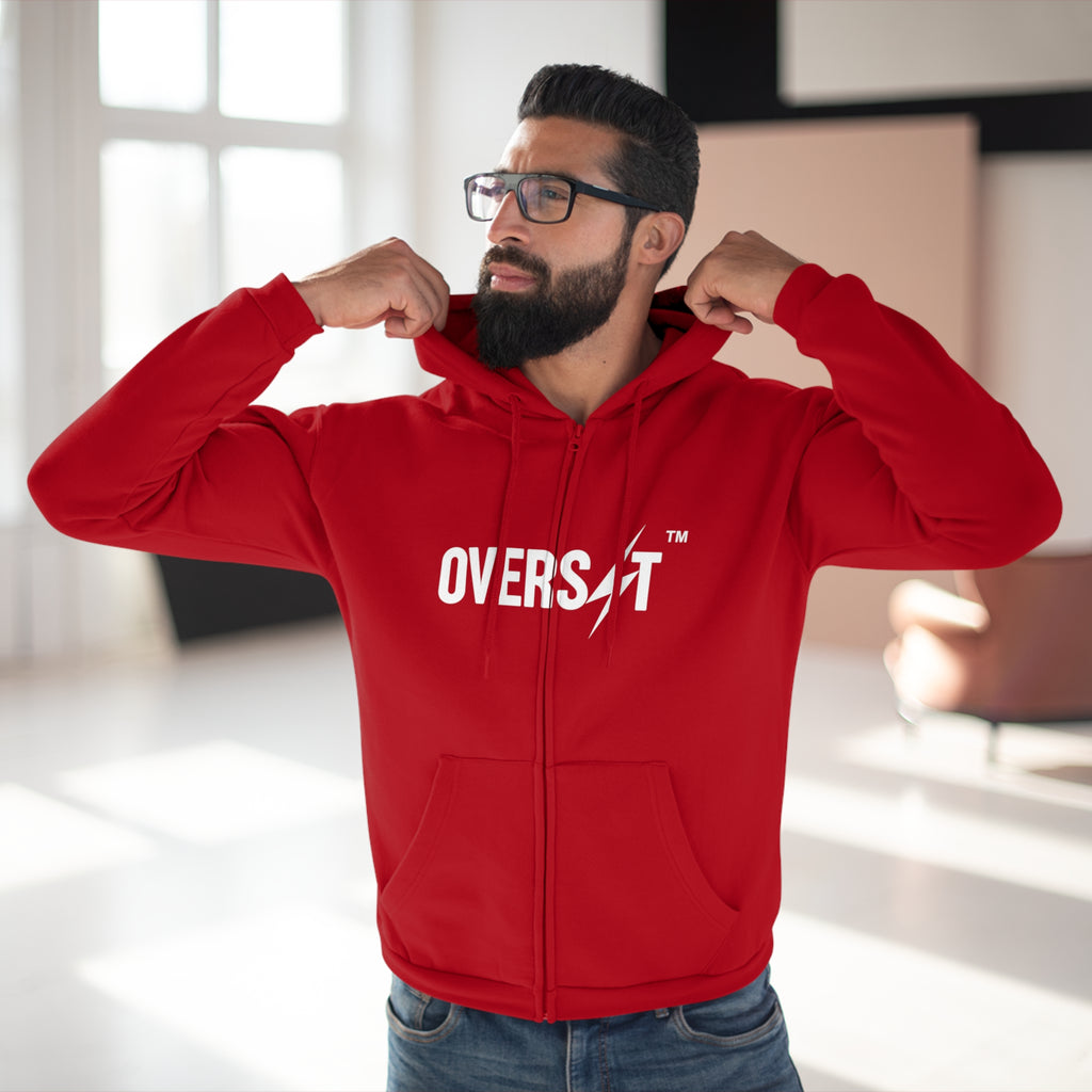 Hoodie Zippé Unisexe – OVERSET Logo – Streetwear & Motivation Sport