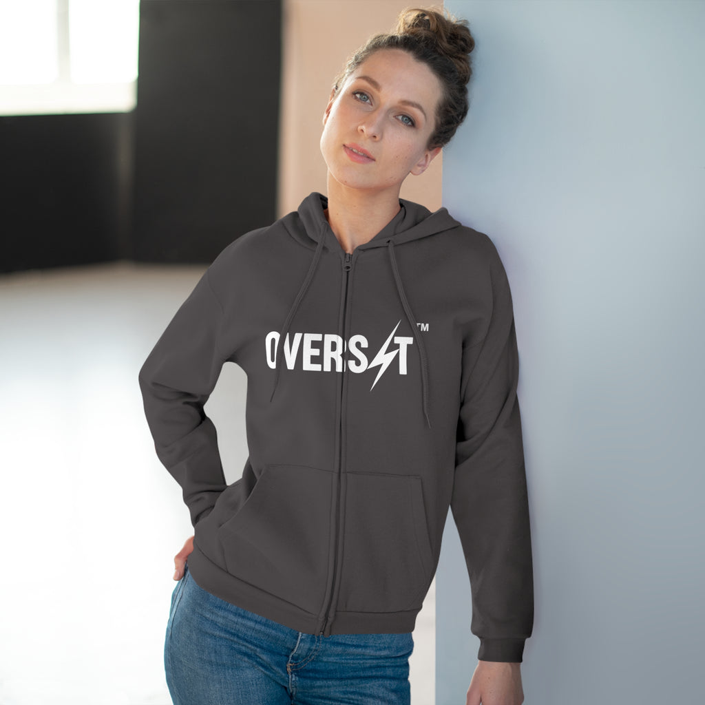Hoodie Zippé Unisexe – OVERSET Logo – Streetwear & Motivation Sport