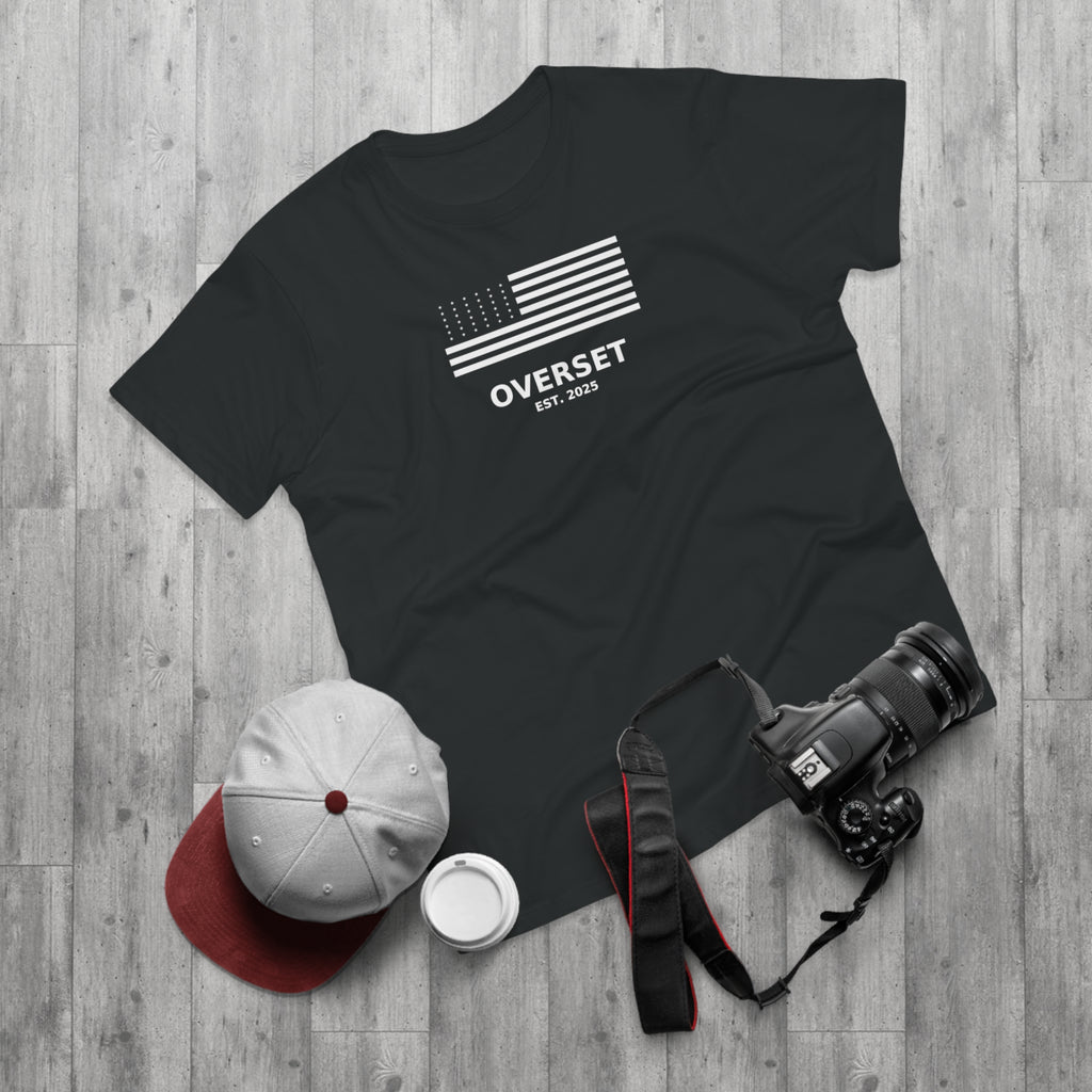 Overset Flag T-Shirt — American Flag Graphic "OVERSET Est. 2025"