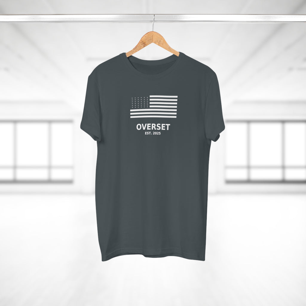 Overset Flag T-Shirt — American Flag Graphic "OVERSET Est. 2025"
