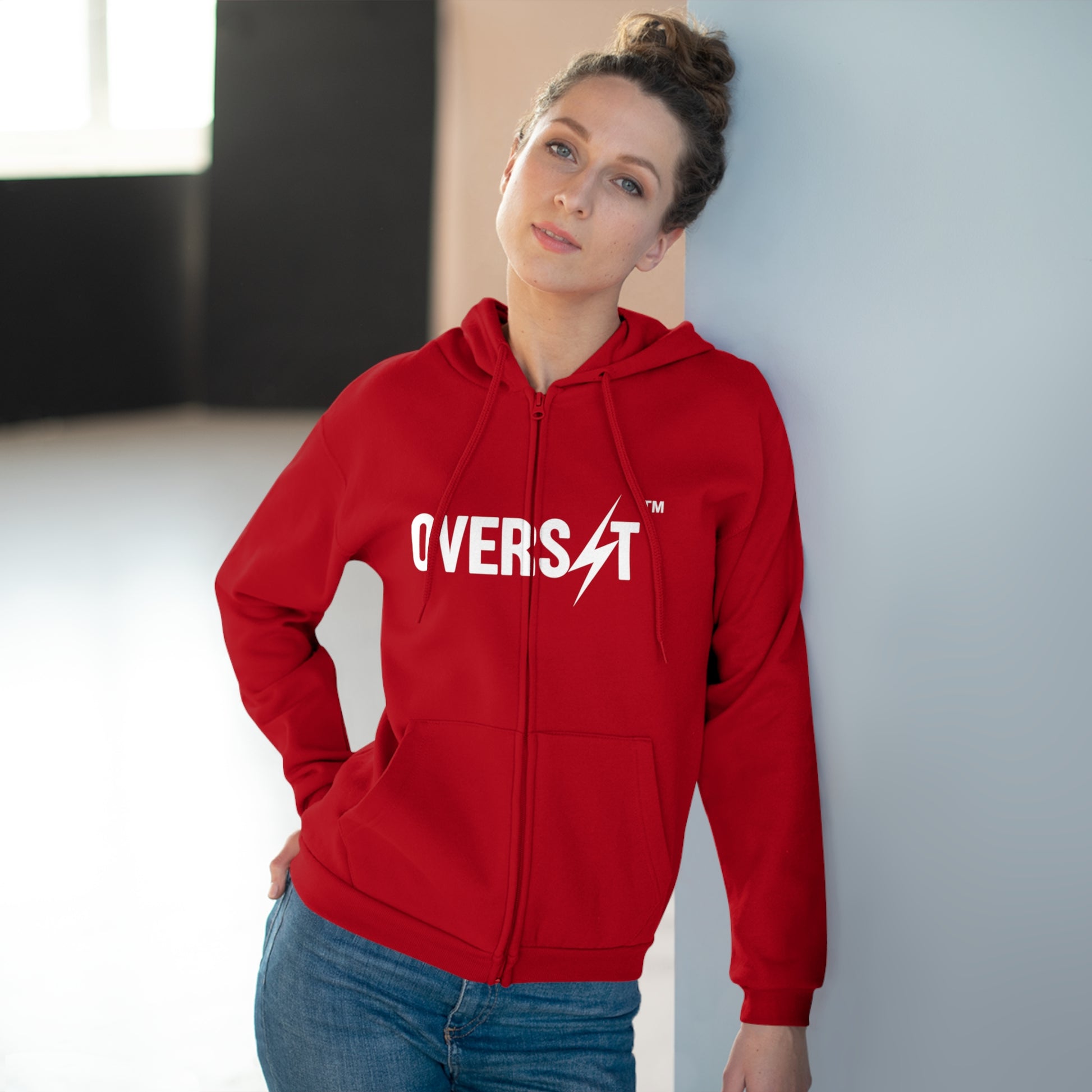 Hoodie Zippé Unisexe – OVERSET Logo – Streetwear & Motivation Sport