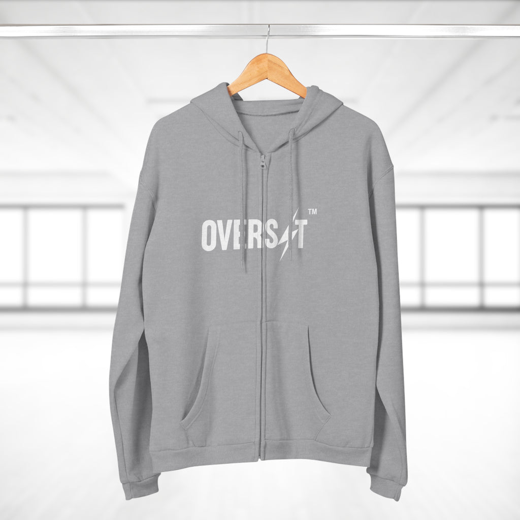 Hoodie Zippé Unisexe – OVERSET Logo – Streetwear & Motivation Sport