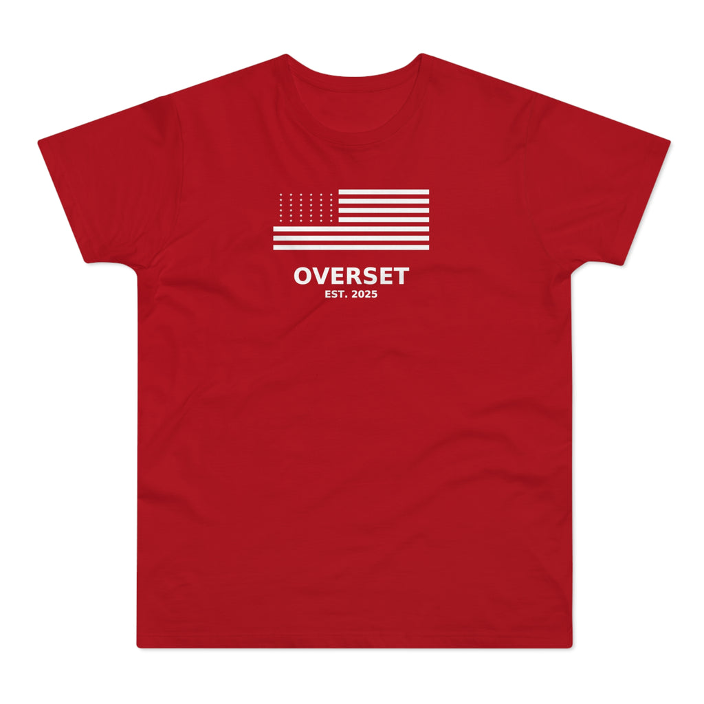 Overset Flag T-Shirt — American Flag Graphic "OVERSET Est. 2025"