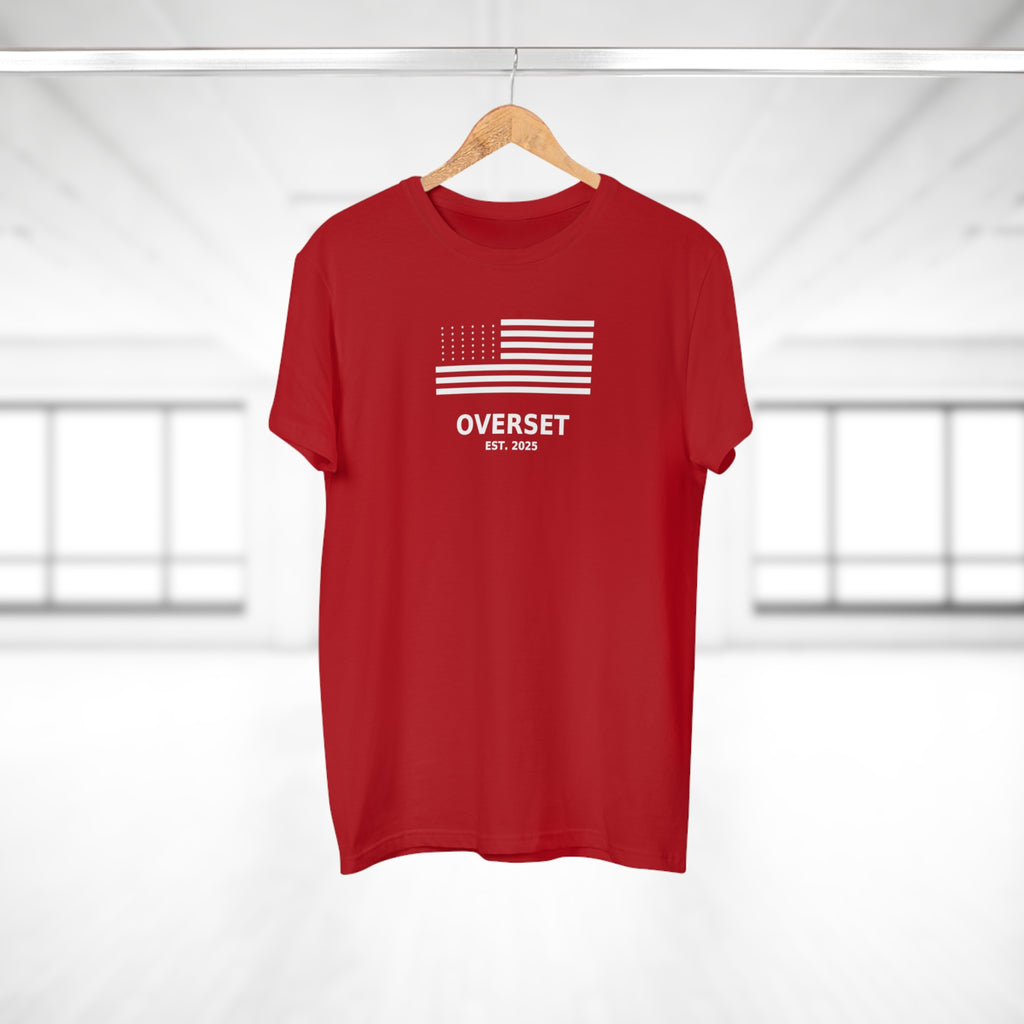 Overset Flag T-Shirt — American Flag Graphic "OVERSET Est. 2025"