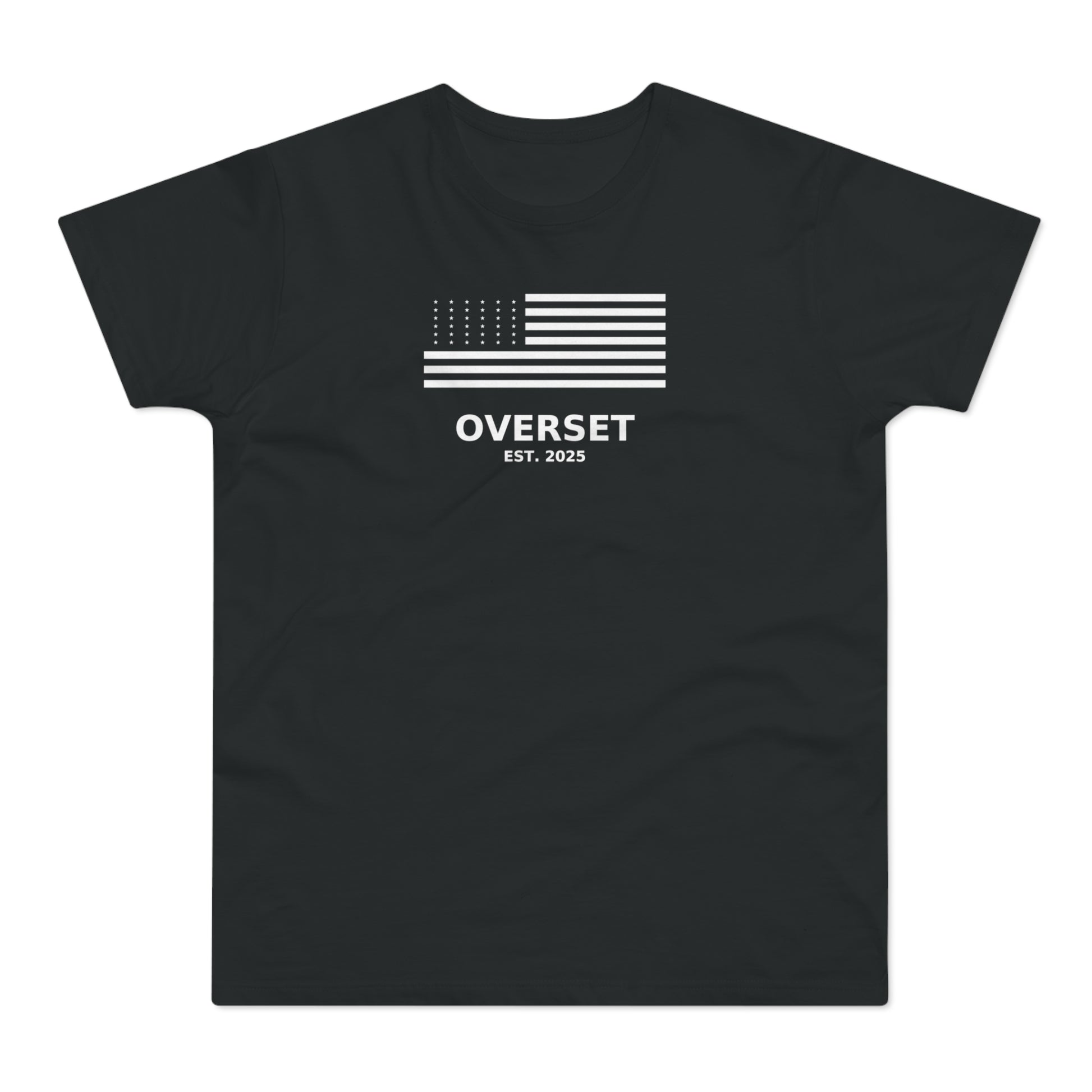 Overset Flag T-Shirt — American Flag Graphic "OVERSET Est. 2025"