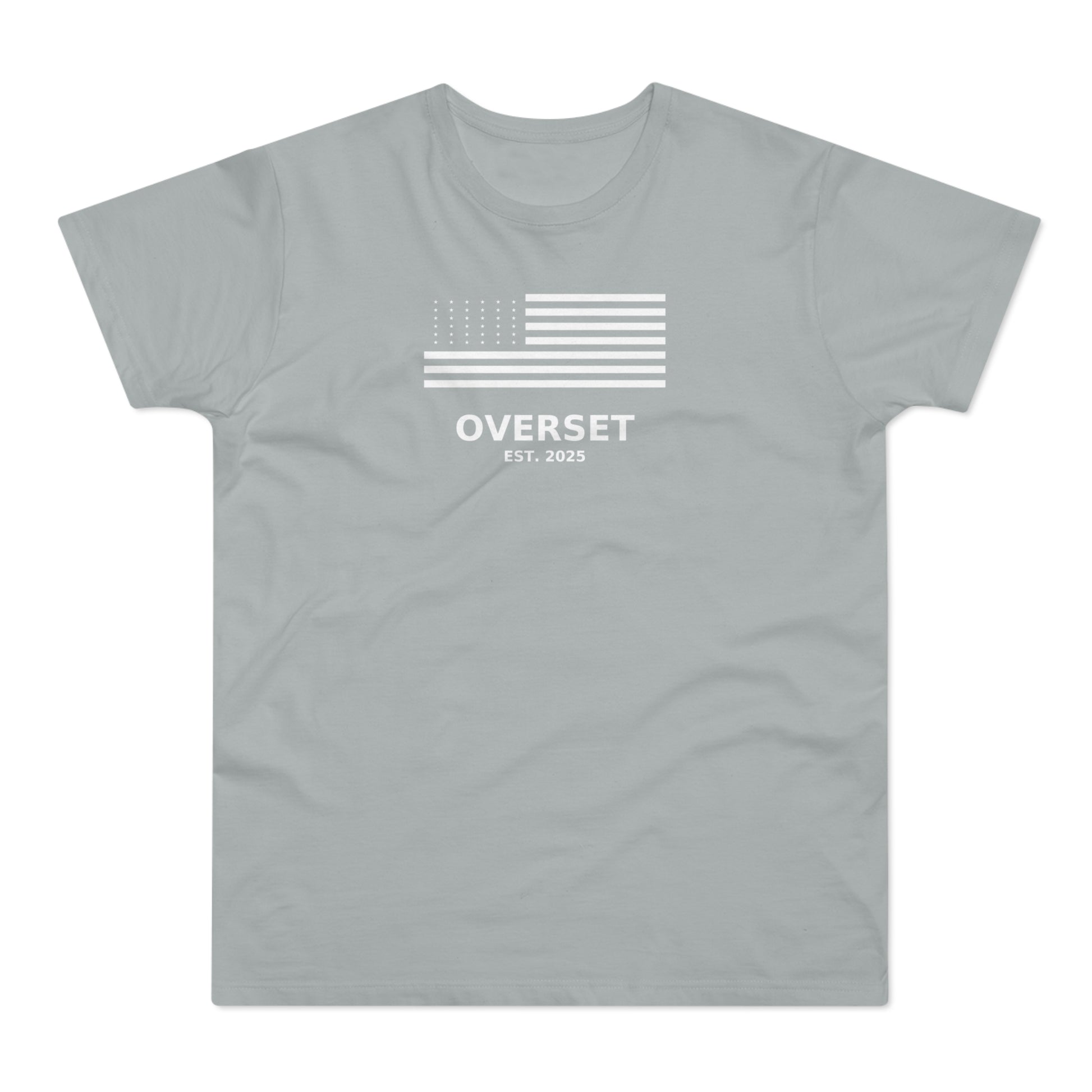 Overset Flag T-Shirt — American Flag Graphic "OVERSET Est. 2025"